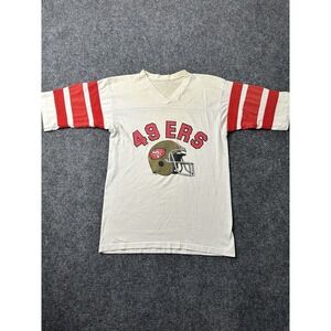 Mens NFL San Francisco 49ers Vintage V-Neck Tee Red Gold, Size S